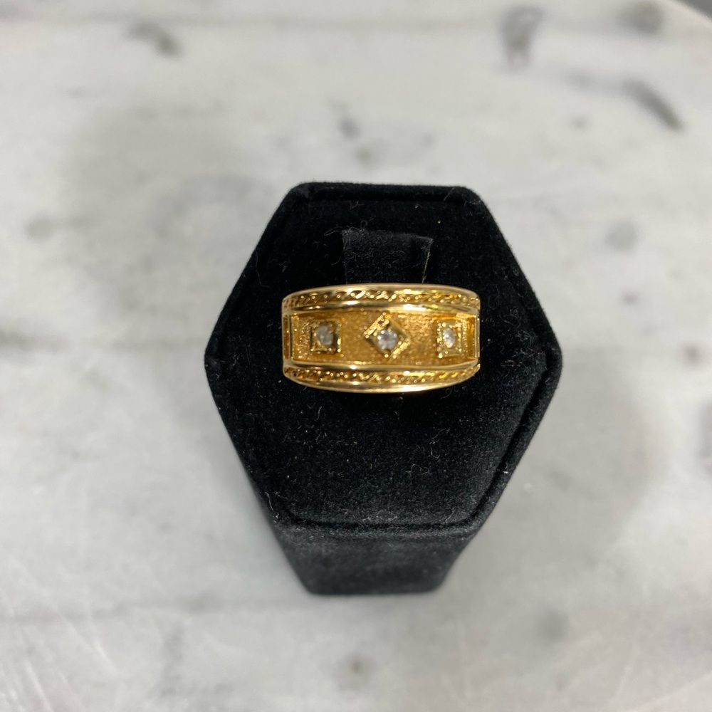 Gold Plated Roman Band Ring w/ Cristals